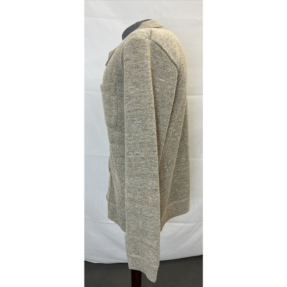 Buffalo David Bitton Mens lg Fleece Lined Button-Up Knit Tan Sweater Cardigan FS - Picture 4 of 12